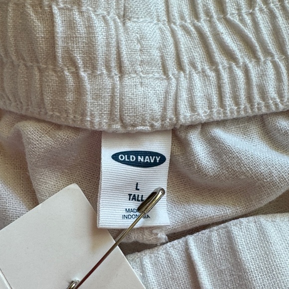 🩷 OLD NAVY; Brand New w/Tags; 55% Linen/45% Rayon White Viscose Pants; Size LT! - Picture 9 of 12
